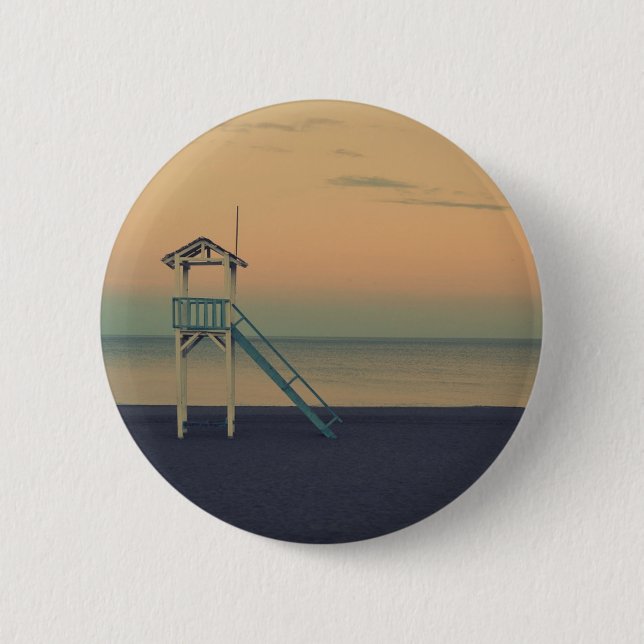 Beach Tower Sunset 2 Inch Round Button (Front)