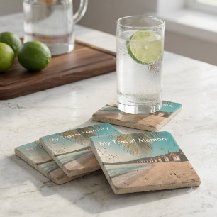 Beach Travel Memory Custom Photo Stone Coaster