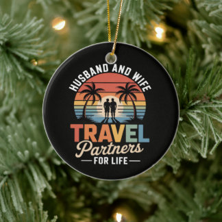 Beach Travelling - Husband and Wife Travel Partner Ceramic Ornament
