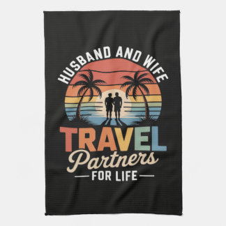 Beach Travelling - Husband and Wife Travel Partner Kitchen Towel