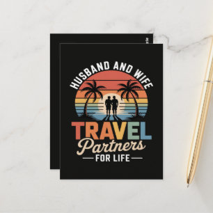 Beach Travelling - Husband and Wife Travel Partner Postcard