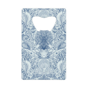 Beach treasures in blue credit card bottle opener