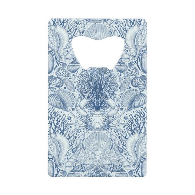 Beach treasures in blue credit card bottle opener (Front)