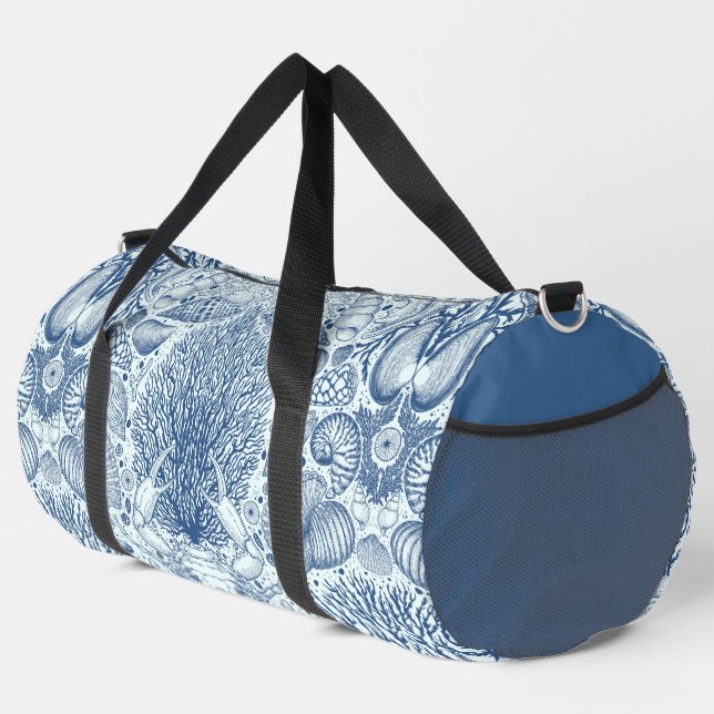 Beach treasures in blue duffle bag (Right Corner)