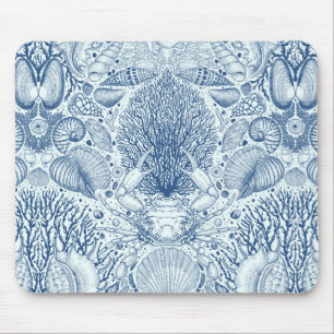 Beach treasures in blue mouse pad