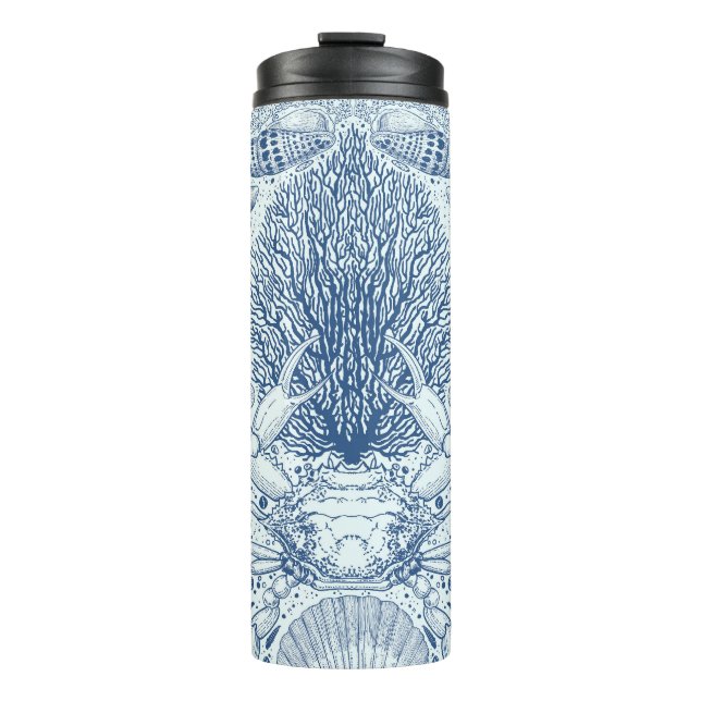 Beach treasures in blue thermal tumbler (Front)