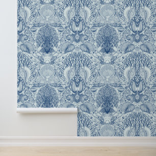 Beach treasures in blue wallpaper