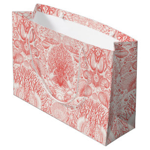 Beach treasures in coral red large gift bag