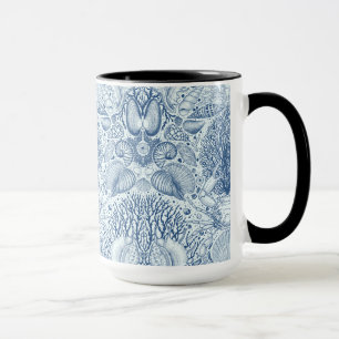 Beach treasures, seashells, crab, corals and seawe mug