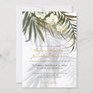 Beach Tropical All In One Palms Shadows Wedding Invitation