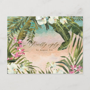 beach tropical aloha wedding rsvp postcard