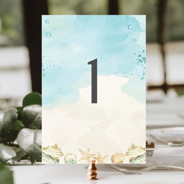 Beach Tropical Coastal Destination Wedding Table Number (Creator Uploaded)