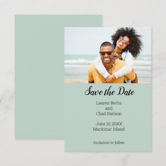 Beach Tropical Destination Photo Save the Date Invitation (Front/Back)