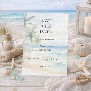 Beach tropical destination wedding save the date