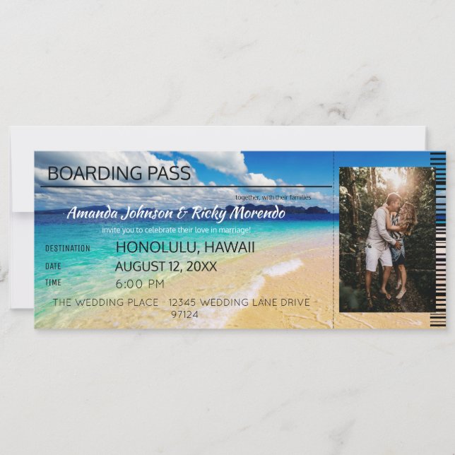 Beach Tropical Destination Wedding with Photo Invitation (Front)