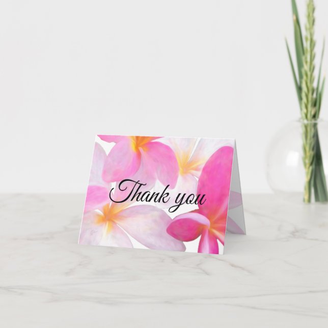 Beach Tropical Floral Hawaii Wedding Thank You (Front)