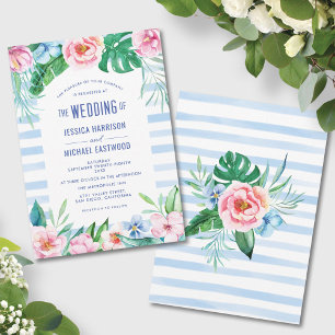 Beach Tropical Floral Hawaiian Colourful Wedding Invitation