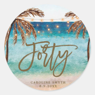 beach tropical forty 40th birthday sticker