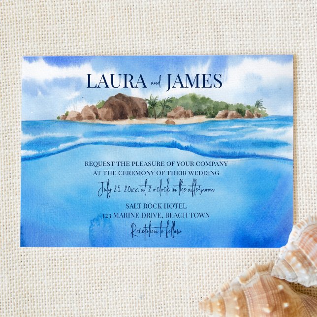 Beach tropical island wedding invitation (Creator Uploaded)
