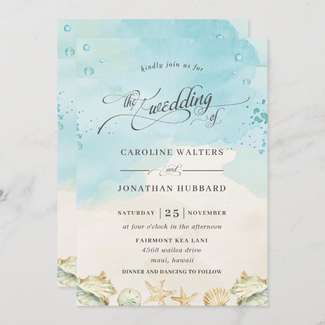 Beach Tropical Ocean Destination Wedding Invitation (Front/Back)