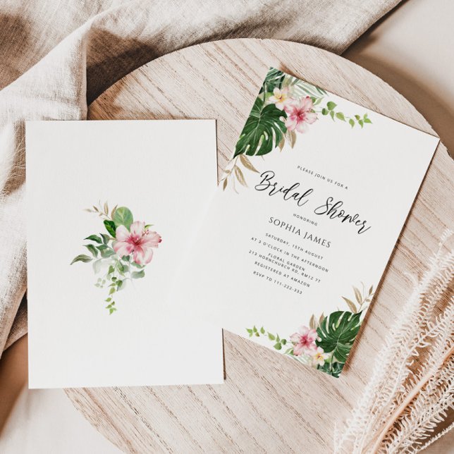 Beach tropical palm leaves bridal shower invitation (Creator Uploaded)