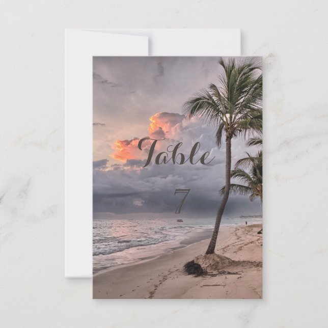 Beach Tropical,Palm Table Card (Front)