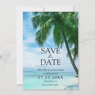 Beach Tropical Palm Tree Destination Wedding Save The Date