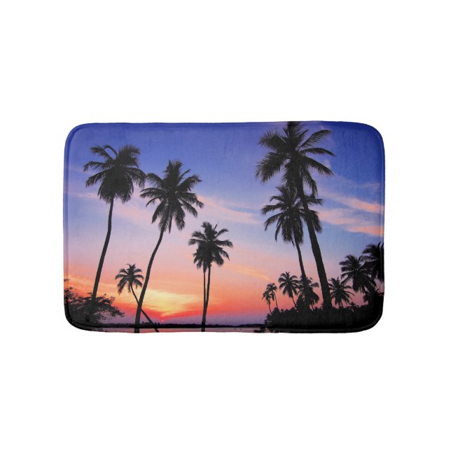 Beach Tropical Palm Trees Bath Mat (Front)