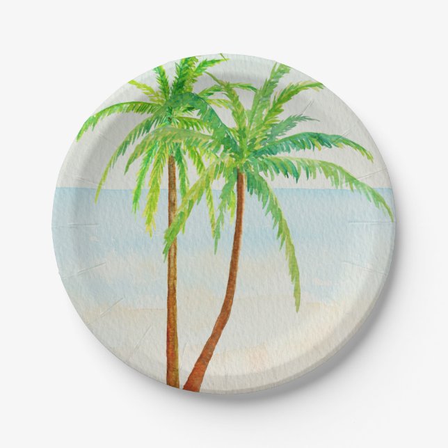 Beach Tropical Palm Trees Paper Plate (Front)