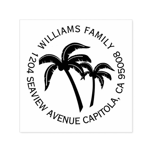 Beach Tropical Palm Trees Return Address Self-inking Stamp (Design)