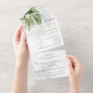 Beach Tropical Palms Shadows RSVP Tri-fold  All In One Invitation