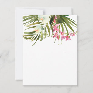 Beach Tropical Pink White Floral Orchids Blank Card