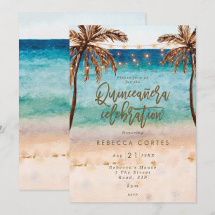 beach tropical Quinceanera 15th birthday Invitation