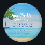 Beach Tropical Sand Weddings Modern Waves Magnet<br><div class="desc">Tropical, beach, simple, waves, destination, palm trees, elegant, watercolor, modern Wedding, Save the Date magnet. You can personalize it with your details.</div>