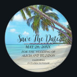 Beach Tropical Sand Weddings Modern Waves Magnet<br><div class="desc">Tropical,  beach,  simple,  waves,  destination,  palm trees,  elegant,  modern Wedding,  Save the Date magnet. You can personalize it with your details.</div>