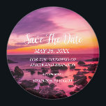 Beach Tropical Sand Weddings Modern Waves Magnet<br><div class="desc">Tropical,  beach,  simple,  waves,  destination,  palm trees,  elegant,  modern Wedding,  Save the Date magnet. You can personalize it with your details.</div>