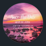 Beach Tropical Sand Weddings Modern Waves Magnet<br><div class="desc">Tropical,  beach,  simple,  waves,  destination,  palm trees,  elegant,  modern Wedding,  Save the Date magnet. You can personalize it with your details.</div>