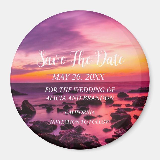 Beach Tropical Sand Weddings Modern Waves Magnet (Front)
