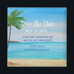 Beach Tropical Sand Weddings Modern Waves Magnet<br><div class="desc">Tropical,  beach,  simple,  waves,  destination,  palm trees,  elegant,  watercolor,  modern Wedding,  Save the Date magnet. You can personalize it with your details.</div>