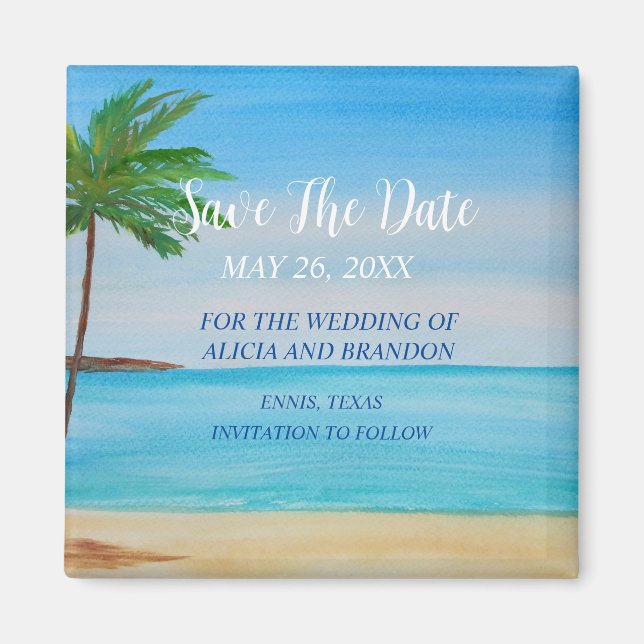 Beach Tropical Sand Weddings Modern Waves Magnet (Front)