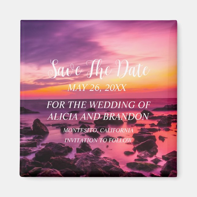 Beach Tropical Sand Weddings Modern Waves Magnet (Front)