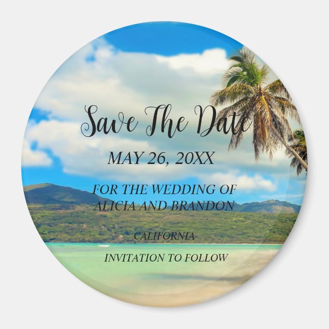 Beach Tropical Sand Weddings Modern Waves Magnet (Front)