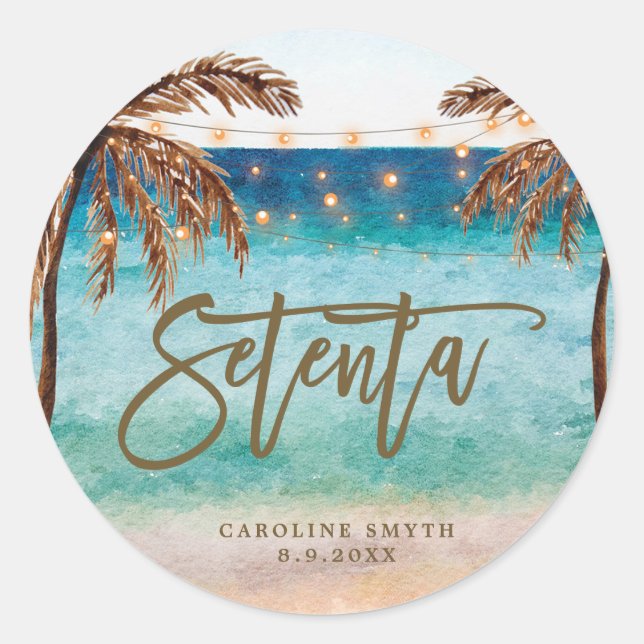 beach tropical setenta 70th birthday sticker (Front)