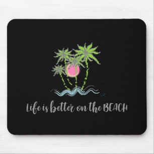 Beach Tropical Style Summer Graphic Black Mouse Pad