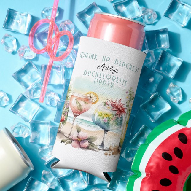 Beach Tropical Themed Cocktails Bachelorette Party Seltzer Can Cooler (In Situ Summer)