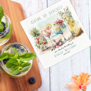 Beach Tropical Themed Cocktails Birthday Party Napkin