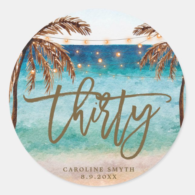 beach tropical thirty 30th birthday sticker (Front)