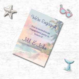 Beach Tropical Watercolor Engagement Invitation