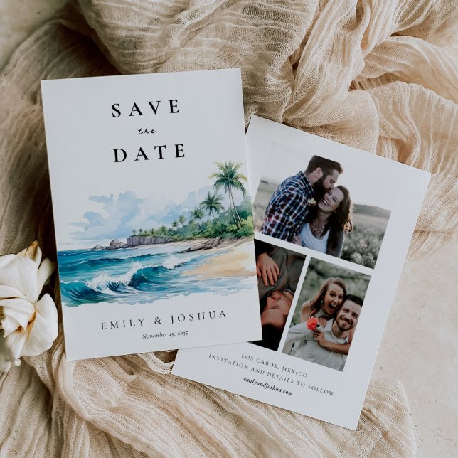 Beach Tropical Watercolor Save The Date (Creator Uploaded)