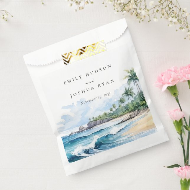 Beach Tropical Watercolor Wedding Favour Bag (Sealed)